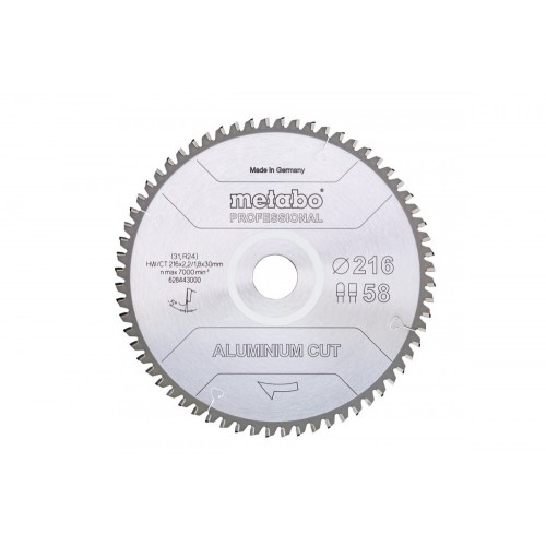 Metabo „Aluminium cut – professional“Sägeblatt 216x30 Z58 FZ/TZ 5°neg 628443000