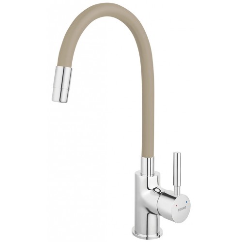 FERRO Spültischarmatur mit flexiblem Arm, Beige/Chrom 70710,0BE