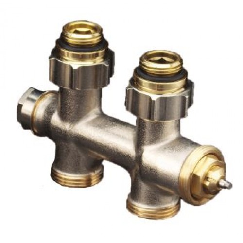 OVENTROP-Anschlussarmatur "Multiblock T" 1/2"AG x 3/4"AG, 2-Rohr, Messing, Dg