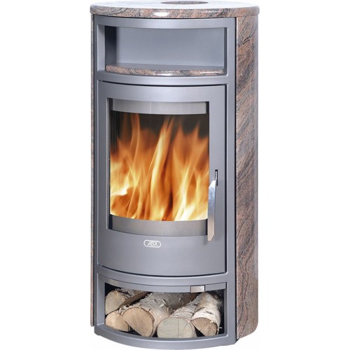 ABX POLAR 4654-8-III Holz-Kaminofen, schwarzes Blech, Granit Kashmir 4654-8SKC