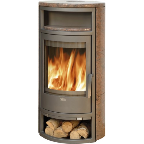 ABX POLAR 4654-6-III Holz-Kaminofen, graues Blech+Granit Kashmir 4654-6ZK