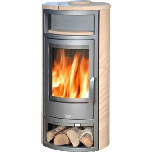 ABX POLAR 4654-4-II Holz-Kaminofen, graues Blech+Sandstein 4654-4P