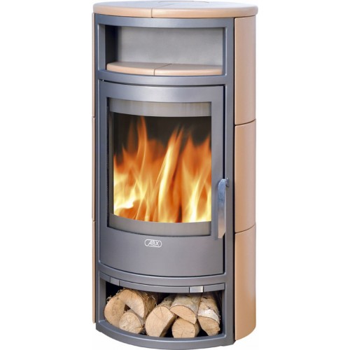 ABX POLAR 4654-6-II Holz-Kaminofen, schwarzes Blech+Kachel california/gold 4654-6KCC