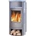 ABX PORI 7 AQUA Kaminofen mit Wärmetauscher, graues Blech + Speckstein