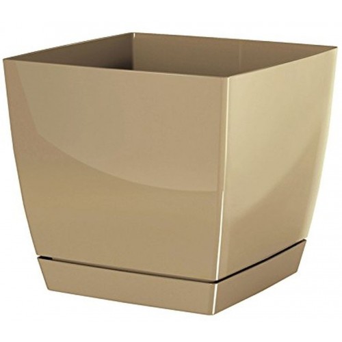 Prosperplast COUBI SQUARE P Blumentopf viereckig mit Untersetzer 18 cm, beige DUKP210