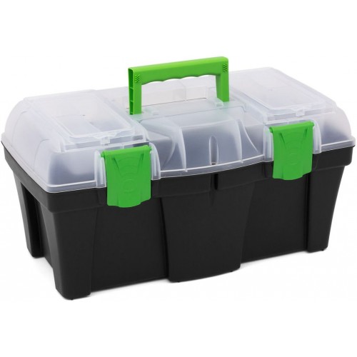 Prosperplast GREENBOX Werkzeugkoffer aus Kunststoff transparent, 458 x 257 x 227 mm N18G