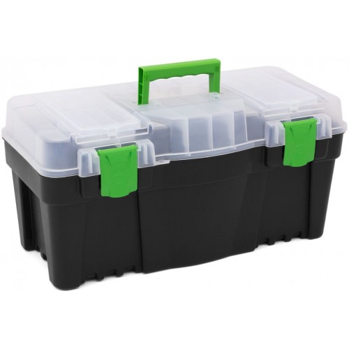 Prosperplast GREENBOX Werkzeugkoffer aus Kunststoff transparent, 550 x 267 x 270 mm N22G