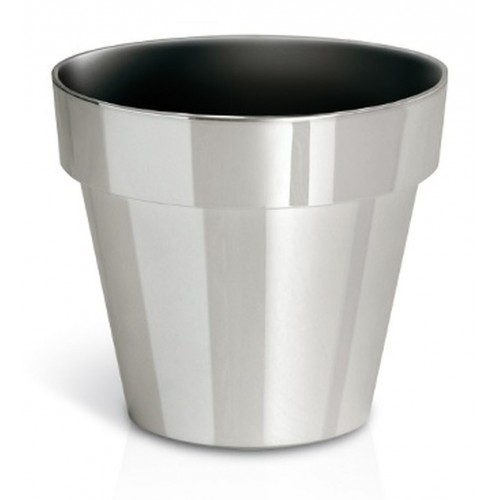 PROSPERPLAST CUBE CHROME SILVER Übertopf 0,6 L silber DGC110S