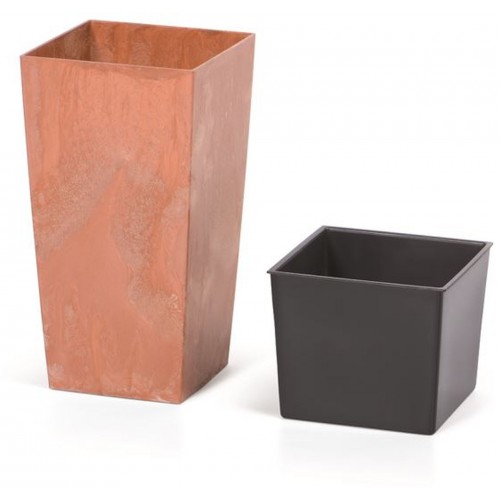 Prosperplast URBI SQUARE EFFECT Blumentopf 32,5 cm, Terrakotta DURS325E-R624