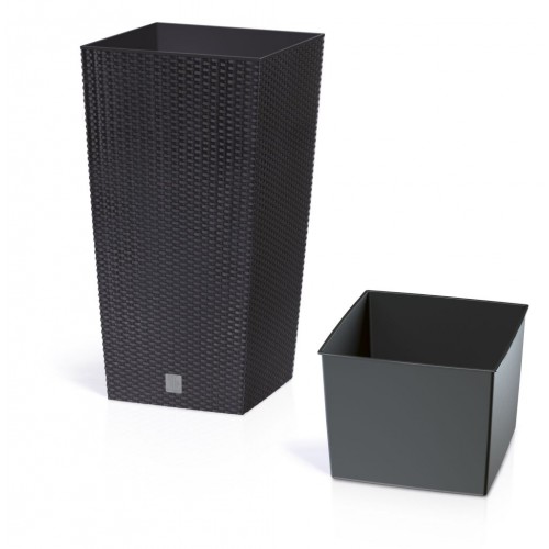 AUSVERKAUF - Blumenkübel RATO SQUARE Blumentopf ohne Einsatz 49 l, anthrazit Rattan Optik