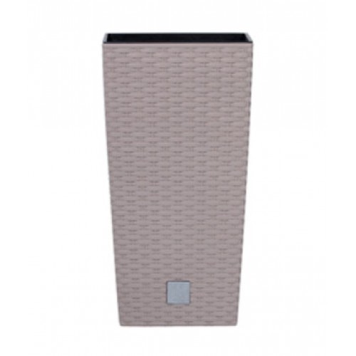 Blumenkübel RATO SQUARE 16,3 L Rattan Optik inkl. Einsatz creme Eckig+Wasserstandsanzeiger