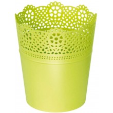 Prosperplast LACE Blumentopf mit Spitzenumrandung 13,5 cm, lime grün, DLAC140-389U