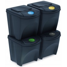 SORTIBOX Mülleimer Mülltrennsystem Abfalleimer Behälter 4x25l, Anthrazit IKWB25S4
