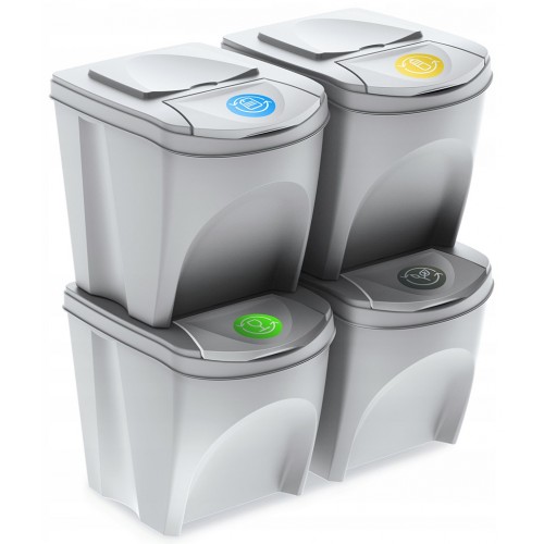 Prosperplast SORTIBOX Mülleimer Mülltrennsystem Abfalleimer Behälter 4x25l, Weiß IKWB25S4 Prosperplast SORTIBOX Mülleimer Mülltrennsystem Abfalleimer Behälter 4x25l, Weiß IKWB25S4