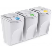 Prosperplast SORTIBOX Mülleimer Mülltrennsystem Abfalleimer Behälter 3x35l, Weiß IKWB35S3
