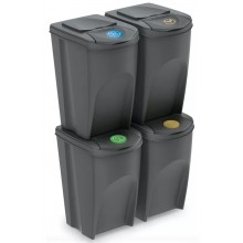 Prosperplast SORTIBOX Mülleimer Mülltrennsystem Abfalleimer Behälter 4x35L, Grau IKWB35S4