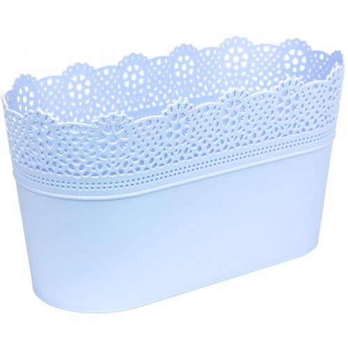 Prosperplast LACE Blumentopf mit Spitzenumrandung 28,5 x 13,5 cm, Taubenblau DLAC285-658U