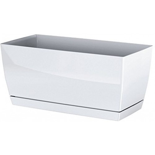 Prosperplast COUBI Blumenkasten mit Untersetzer 39x19x18,2cm weiß DUPP400-S449