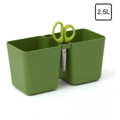 PROSPERPLAST TWINS CUBE Kräutertopf Übertopf eckig m. Schere 2,5 l grün DTC245 PROSPERPLAST TWINS CUBE Kräutertopf Übertopf eckig m. Schere 2,5 l grün DTC245
