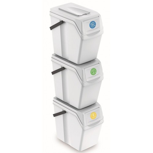 Prosperplast SORTIBOX II Müllsortierer Mülltrennsystem 3x25l, weiß ISWB25S3