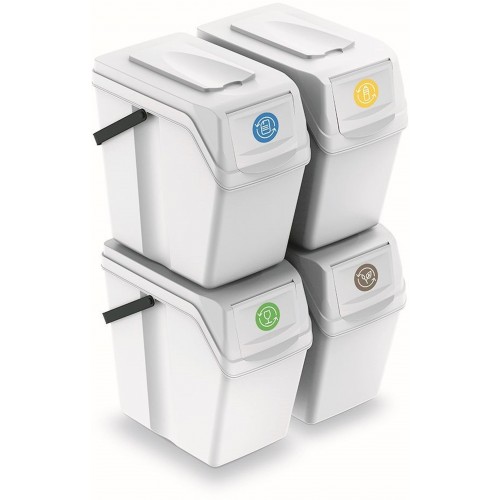 Prosperplast SORTIBOX II Mülltrennsystem 4x25l, Weiß ISWB25S4 Prosperplast SORTIBOX II Mülltrennsystem 4x25l, Weiß ISWB25S4