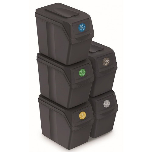 Prosperplast SORTIBOX I Müllsortierer Mülltrennsystem 5x20l, anthrazit ISWB20S5