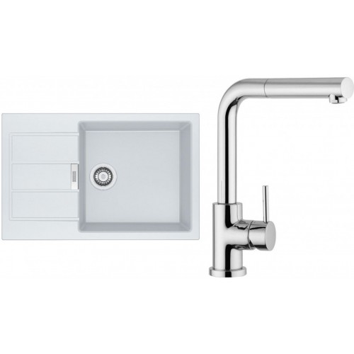 Franke SET T88 Tectonit Spüle S2D 611-78 XL polarweiß + Armatur FN 0147.031 chrom