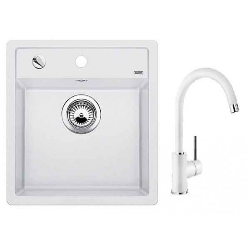 BLANCO SET BLANCO DALAGO 5 Einbauspüle weiß + Küchenarmatur MIDA L weiß