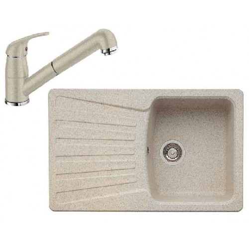 BLANCO SET NOVA 45 S Einbauspüle sandfarbig + Küchenarmatur DARAS-S sandfarbig BLANCO SET NOVA 45 S Einbauspüle sandfarbig + Küchenarmatur DARAS-S sandfarbig