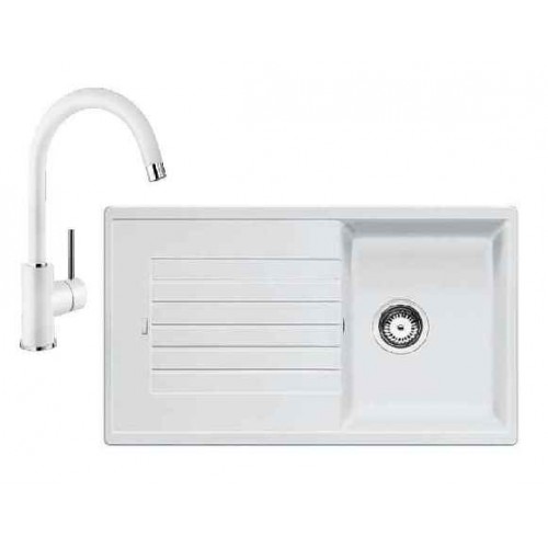 BLANCO SET ZIA 45 SL Einbauspüle weiß + Küchenarmatur MIDA weiß BLANCO SET ZIA 45 SL Einbauspüle weiß + Küchenarmatur MIDA weiß