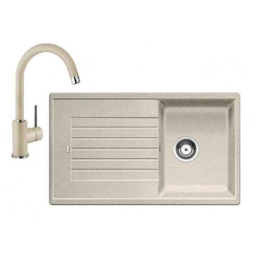 BLANCO SET ZIA 45 SL Einbauspüle sandfarbig + Küchenarmatur MIDA sandfarbig 
