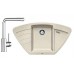 BLANCO SET ZIA 9 E Einbauspüle beige sandfarbig + Küchenarmatur MILA