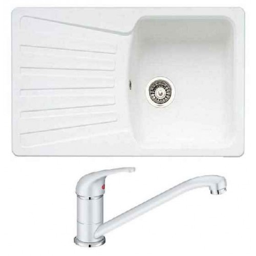 BLANCO SET NOVA 45 S Einbauspüle weiß + Küchenarmatur DARAS weiß