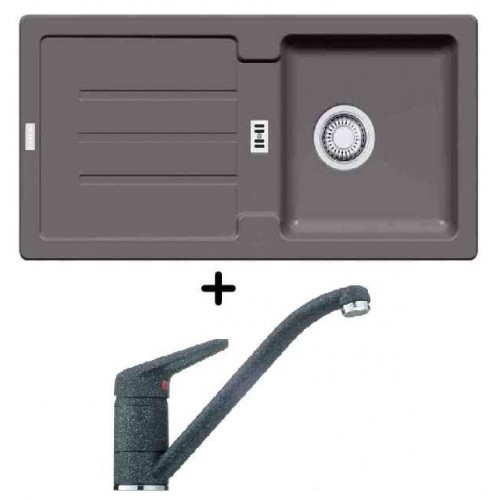 Franke SET G27 Fragranit Spüle STG 614 steingrau + Küchenarmatur FC 9541.084