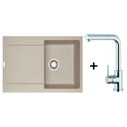 Franke SET G40 Fragranit Spüle MRG 611.082 sahara + Küchenarmatur FN 0147 Schlauchbrause