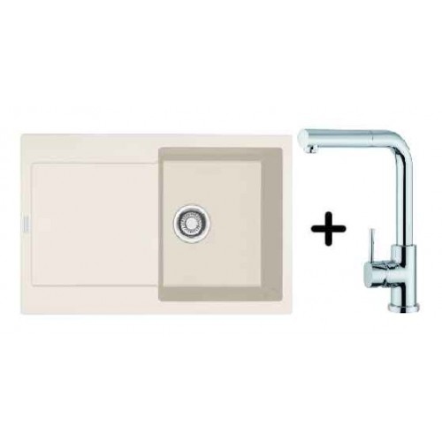 Franke SET G40 Fragranit Spüle MRG 611.073 Magnolia + Armatur FN0147 mit Schlauchbrause