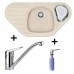 Franke SET G45 Fragranit Einbauspüle COG 651 E beige + Armatur FC 9541+Spülmittelspender