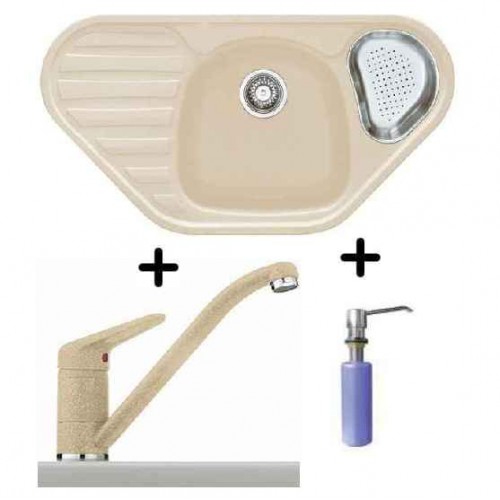 Franke SET G47 Fragranit Spüle COG 651E sahara + Armatur FC 9541.082 + Spülmittelspender Franke SET G47 Fragranit Spüle COG 651E sahara + Armatur FC 9541.082 + Spülmittelspender