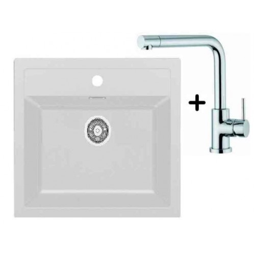 Franke SET T13 Tectonite Spüle SID 610 weiß + Küchenarmatur Samoa