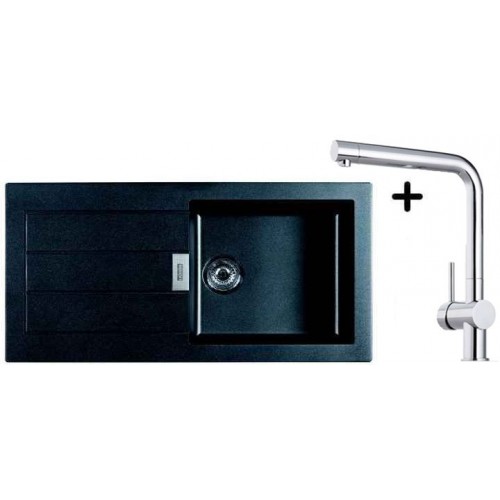 Franke SET T4 Tectonite Spüle SID 611 schwarz + Küchenarmatur FN 0147