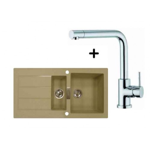 Franke SET T16 Tectonite Spüle SID 651 cafe + Küchenarmatur Samoa