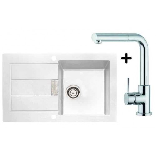 Franke SET T2 Tectonite Spüle SID 611-78 weiß + Küchenarmatur FN 0147 Franke SET T2 Tectonite Spüle SID 611-78 weiß + Küchenarmatur FN 0147