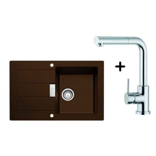 Franke SET T2 Tectonite Spüle SID 611-78 chocolate + Küchenarmatur FN 0147
