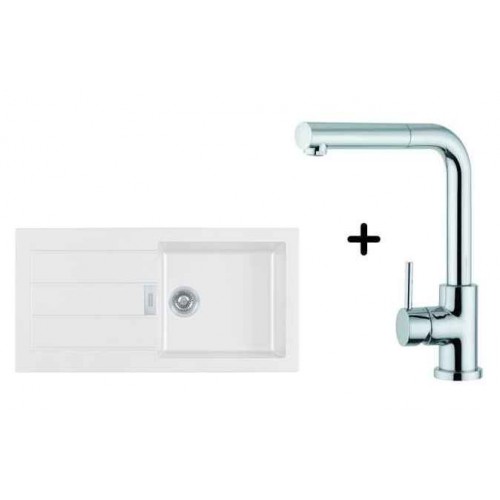 Franke SET T4 Tectonite Spüle SID 611 weiß + Küchenarmatur FN 0147 Franke SET T4 Tectonite Spüle SID 611 weiß + Küchenarmatur FN 0147