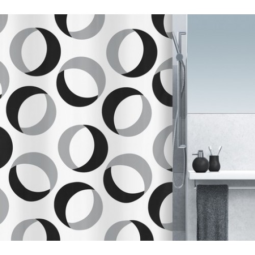 Spirella Rings Duschvorhang Grau, Schwarz 180 x 200 cm 1015184