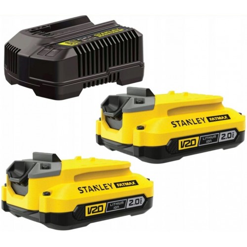 Stanley SFMCB12D2 FatMax Starter Kit Schnell-Ladegerät + 2 Akkus V20 2x2,0Ah