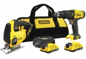 Stanley SFMCK212D2S FatMax V20 Schlagbohrschrauber und Stichsäge (18V/2x2,0Ah), Tasche