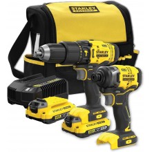 Stanley SFMCK465D2S FatMax V20 Schlagbohr- und Schlagschrauber-Set (18V/2x2.0Ah), Tasche