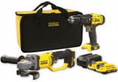 Stanley SFMCK471D2S FatMax V20 Akku-Bohrschrauber + Winkelschleifer (18V/2x2.0Ah), Tasche