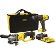 Stanley SFMCK471D2S FatMax V20 Akku-Bohrschrauber + Winkelschleifer (18V/2x2.0Ah), Tasche